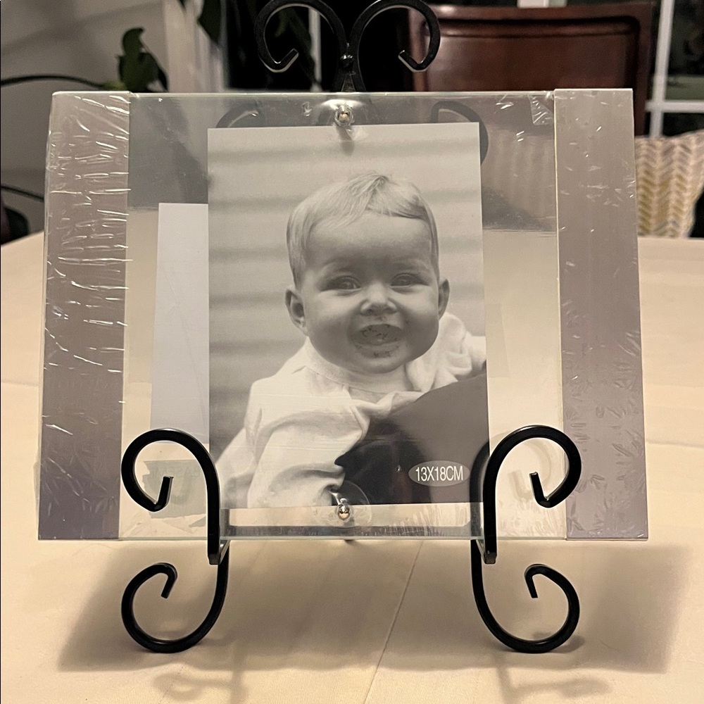Elegant Silver Metal and Glass Photo Frame